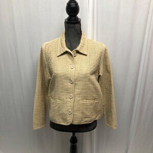 The Territory Ahead Tan Cotton Jacket Womens Size Large Petite Lined Lagenlook